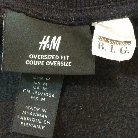 H&M Biggie Smalls Oversize Fit Black Sweatshirt - Picture 6 of 6